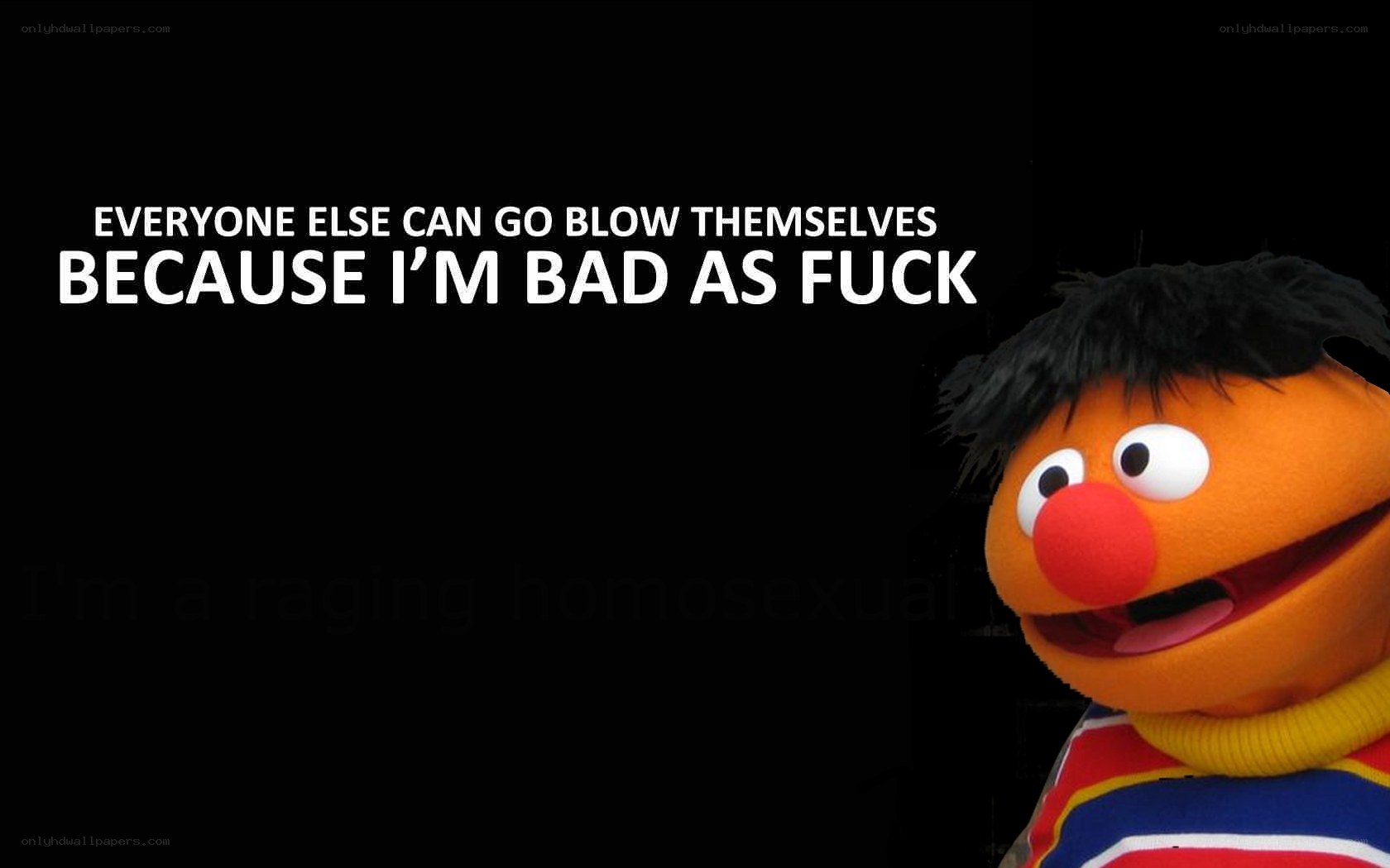 Ernie meme with offensive text
