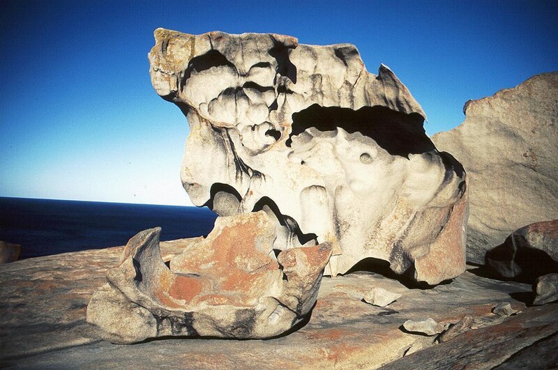 Eroded rock formation by the sea