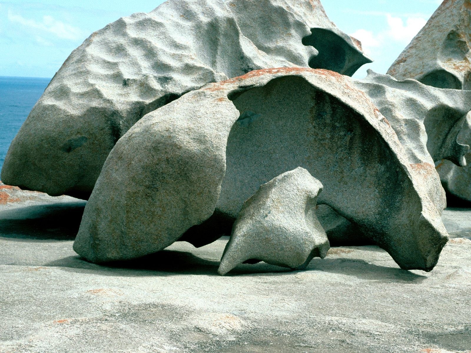 Eroded rock formations by the sea