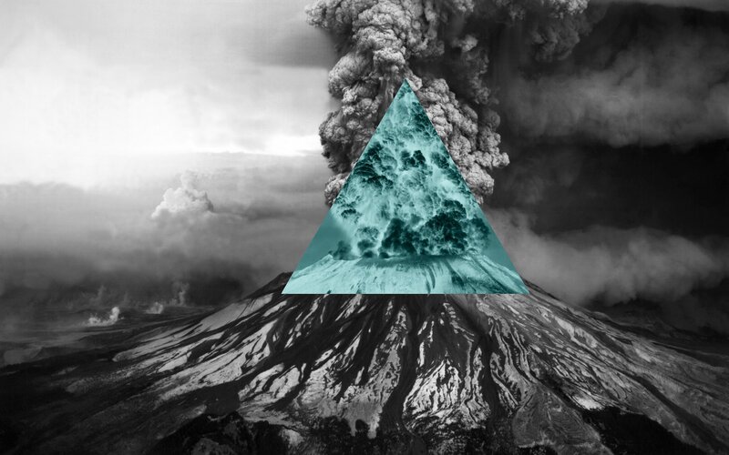 Erupting Volcano — Black, Dramatic, Digital Art, Smoke