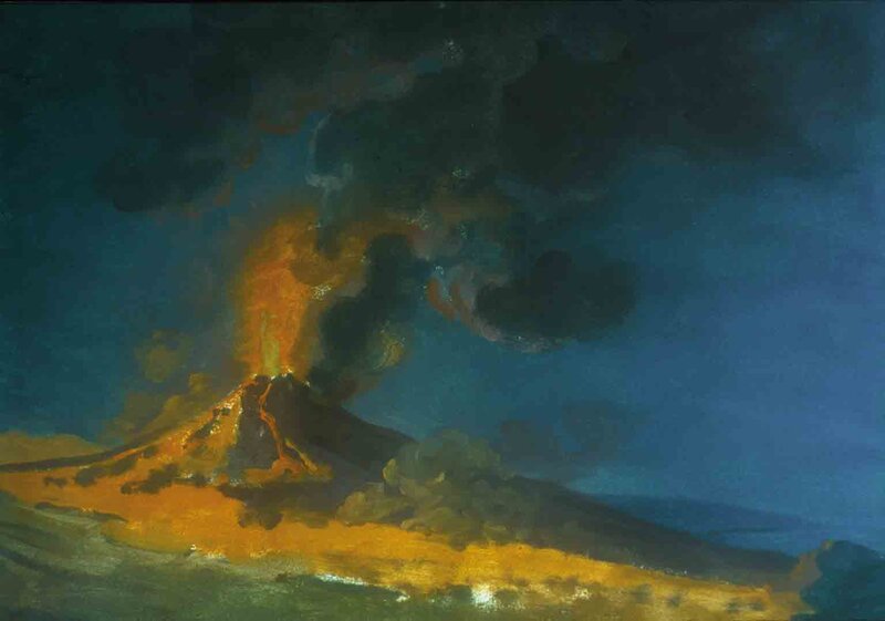 Erupting Volcano — Blue, Dramatic, Night