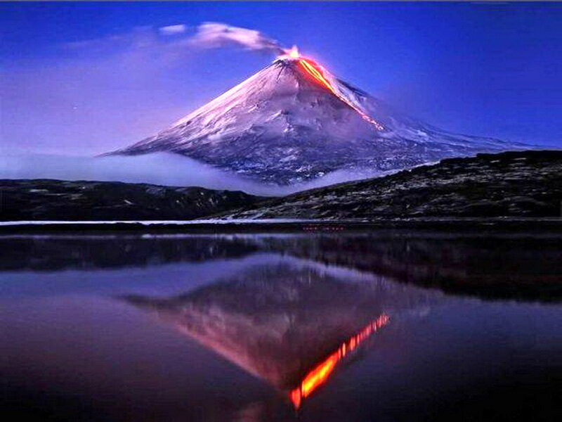 Erupting Volcano — Blue, Dramatic