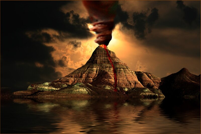 Erupting Volcano — Brown