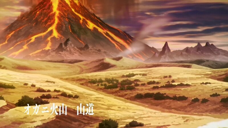 Erupting Volcano Landscape — Orange, Dramatic