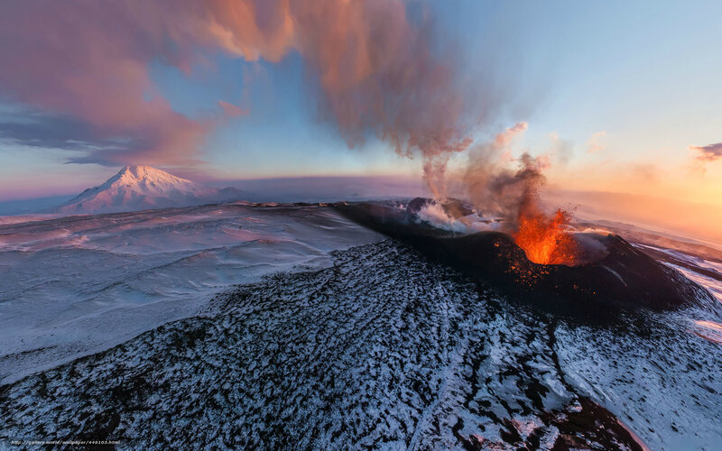 Erupting Volcano — Orange, Dramatic, Sunrise, Photograph