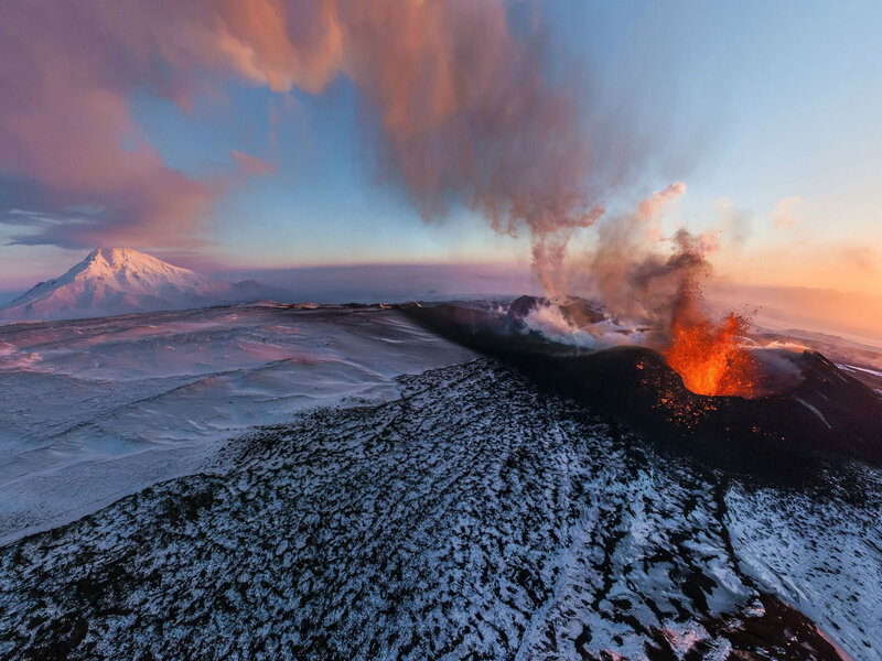 Erupting Volcano — Orange, Dramatic, Sunset