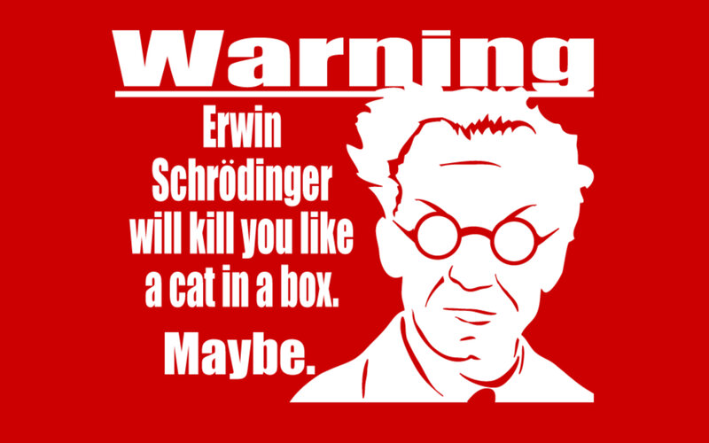 Erwin Schrödinger Portrait — Red, Humorous