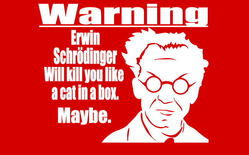 Erwin Schrödinger Portrait — Red, Warning