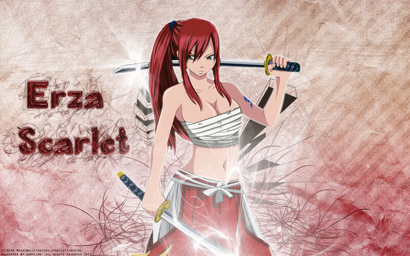 Erza Scarlet with swords