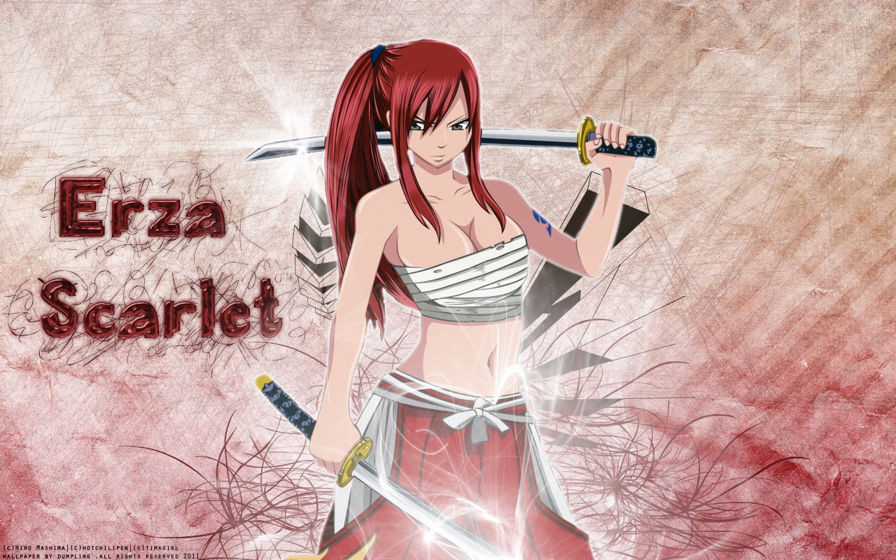 Erza Scarlet with swords