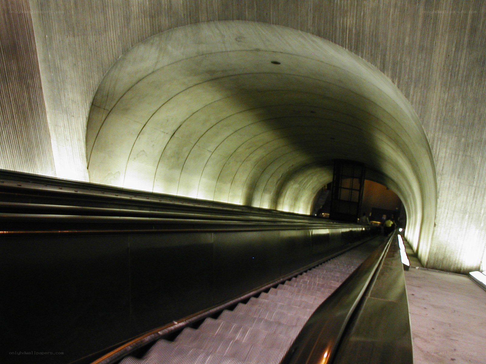 Escalator in a concrete tunnel