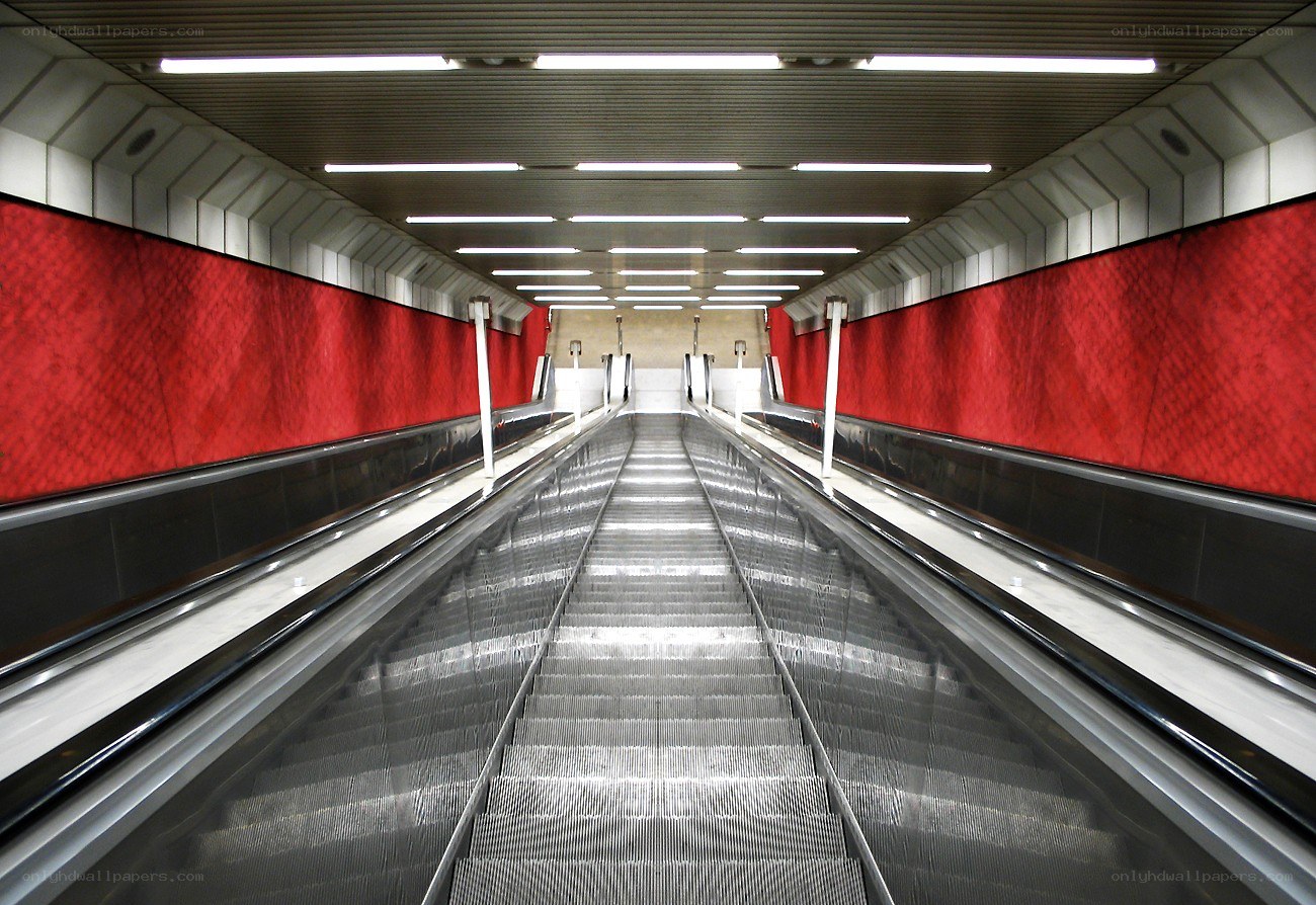 Escalator in a subway station