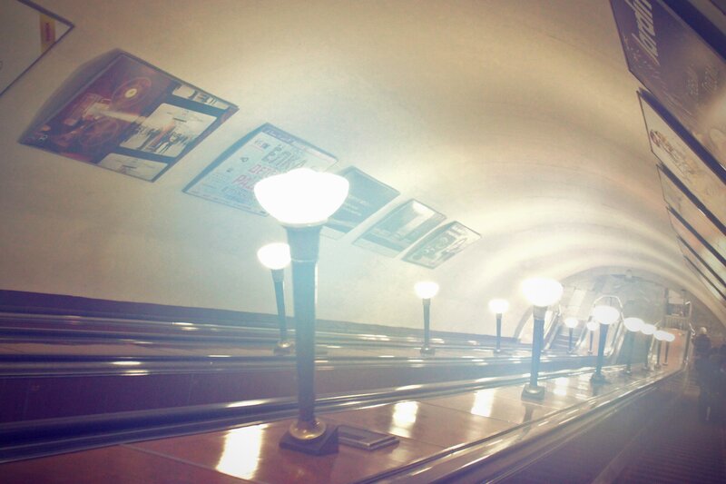 Escalator in Subway Station — White