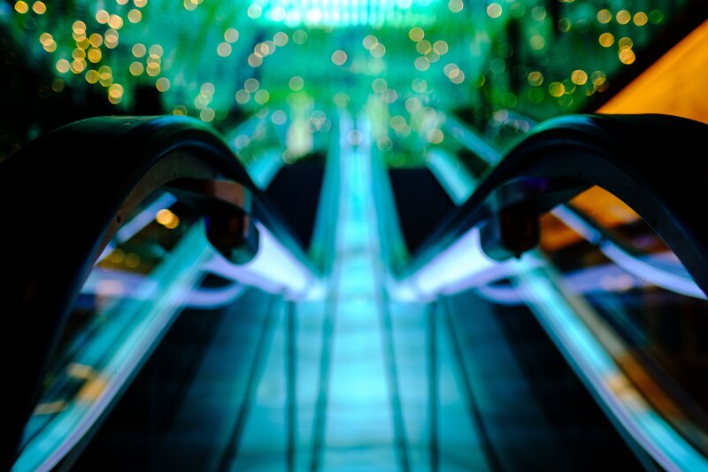 Escalator with glowing lights