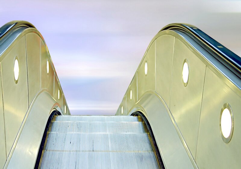 Escalators in a modern building