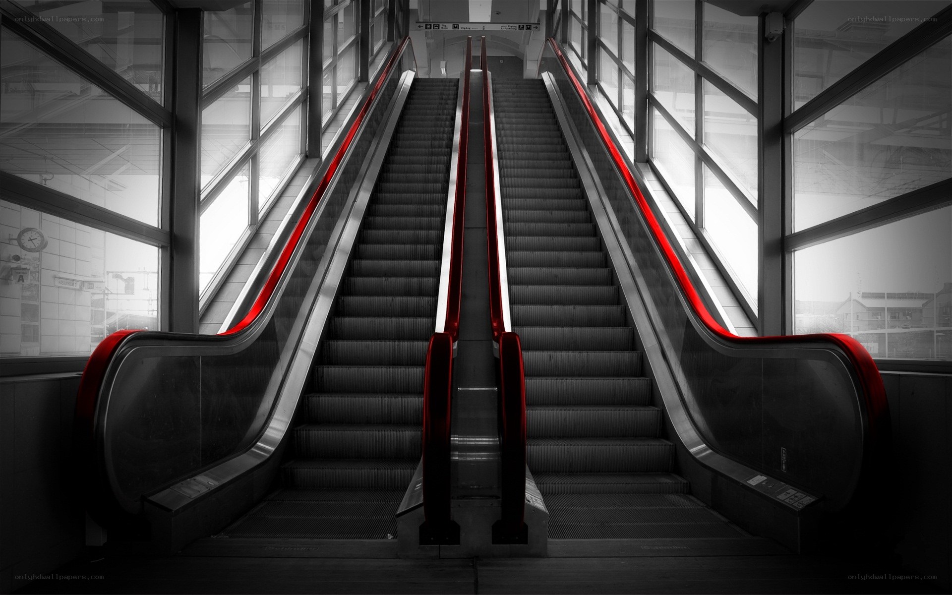 Escalators in a modern station
