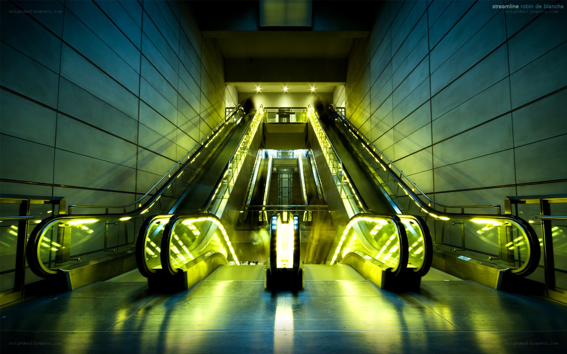 Escalators in a modern station