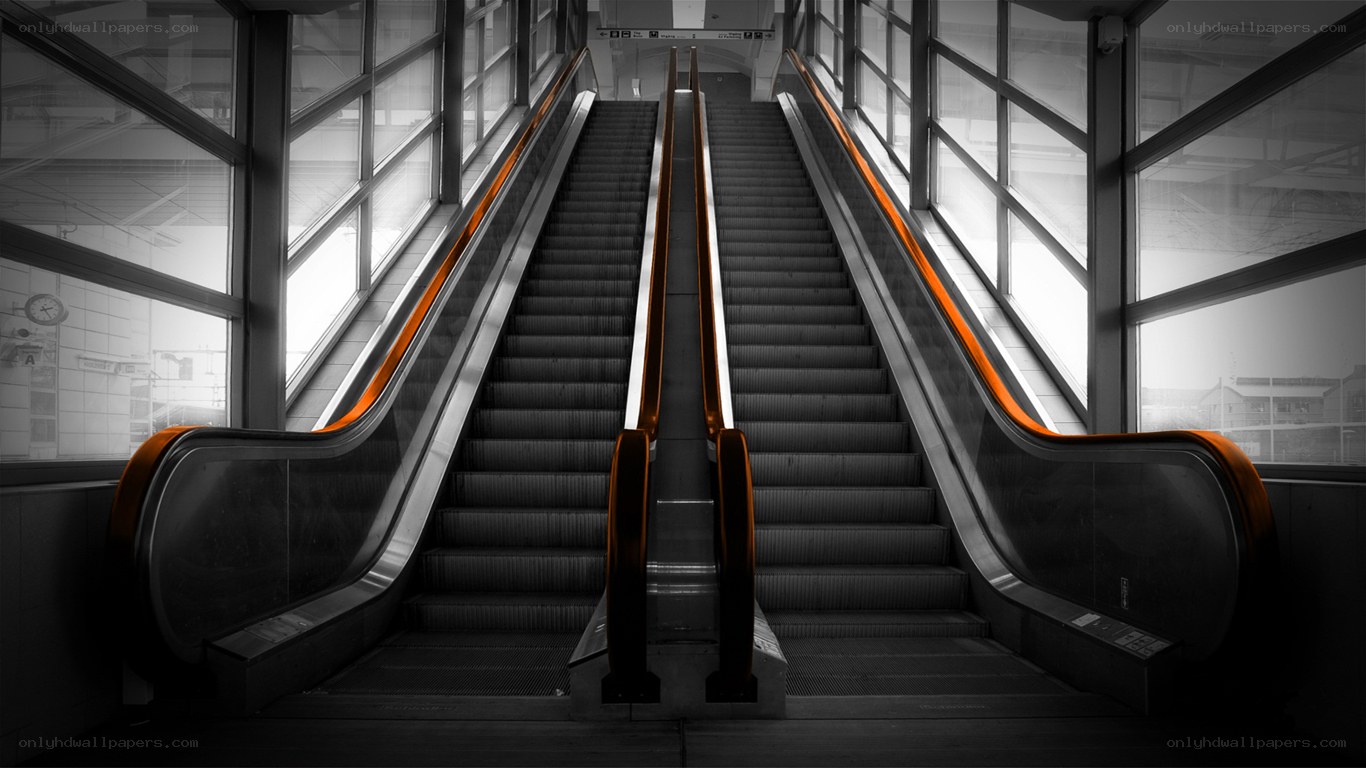 Escalators in a modern station