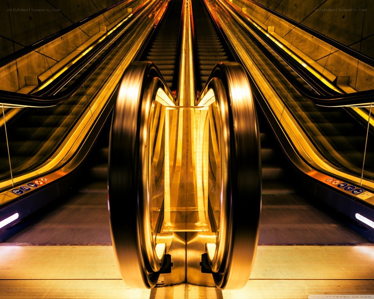 Escalators in a subway station