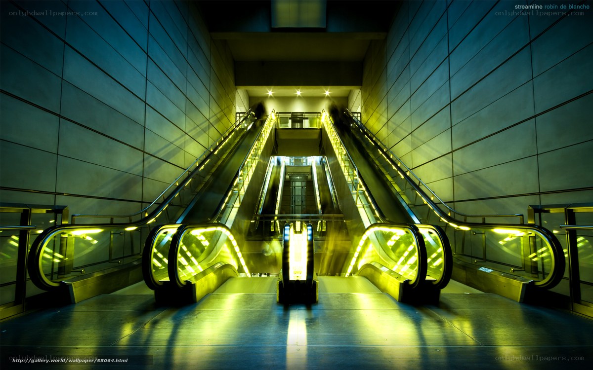 Escalators in a subway station
