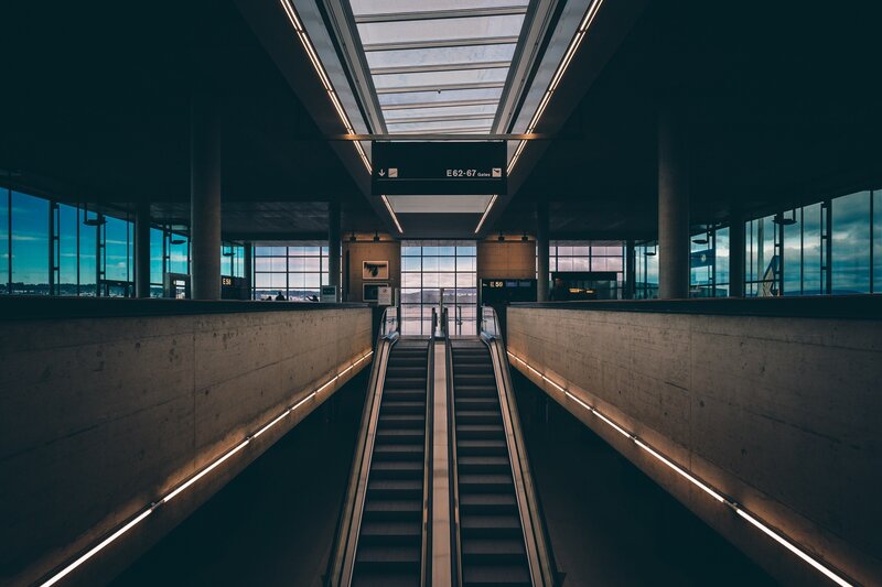 Escalators in Airport Terminal