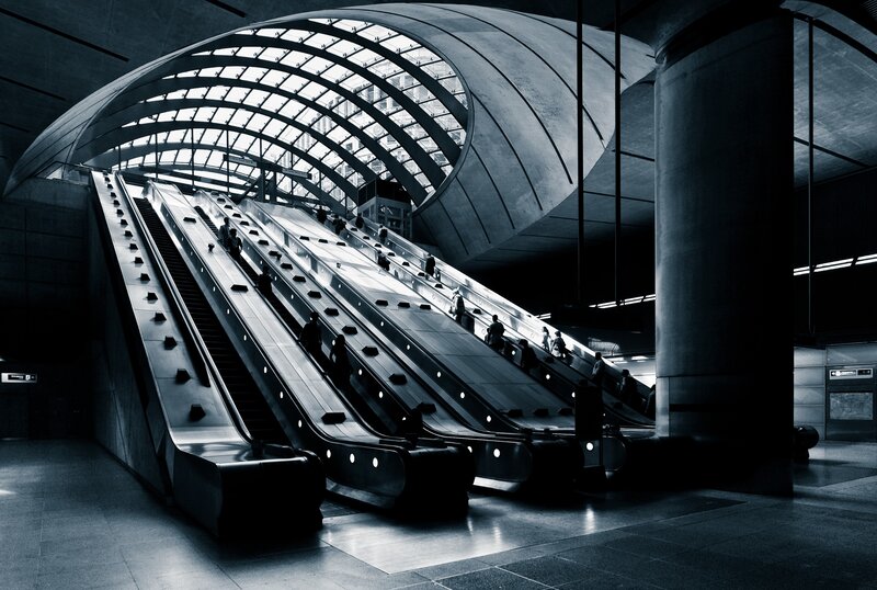 Escalators in Subway Station — Black