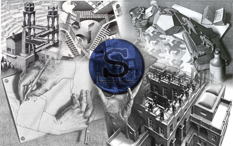 Escher-inspired optical illusion