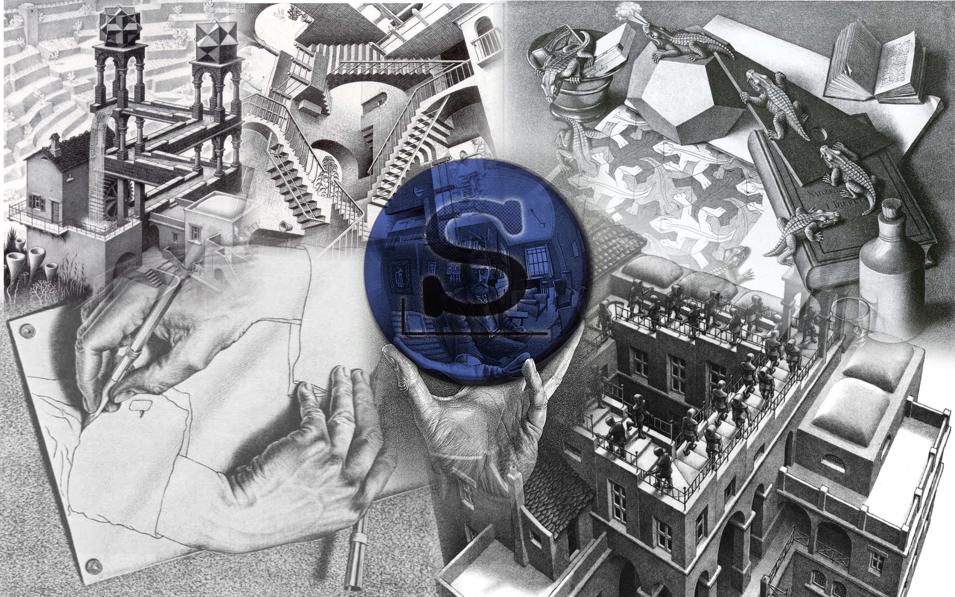 Escher-inspired optical illusion