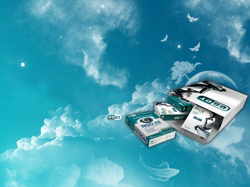 ESET NOD32 antivirus in a dreamy sky