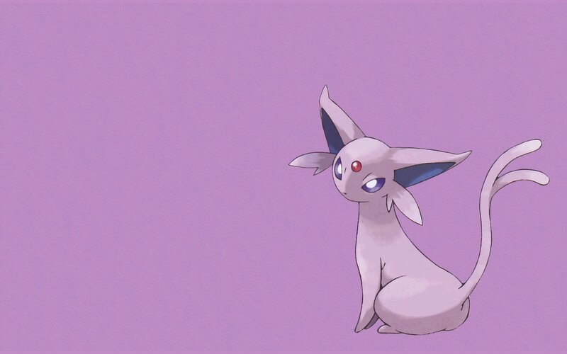 Espeon sitting on purple background