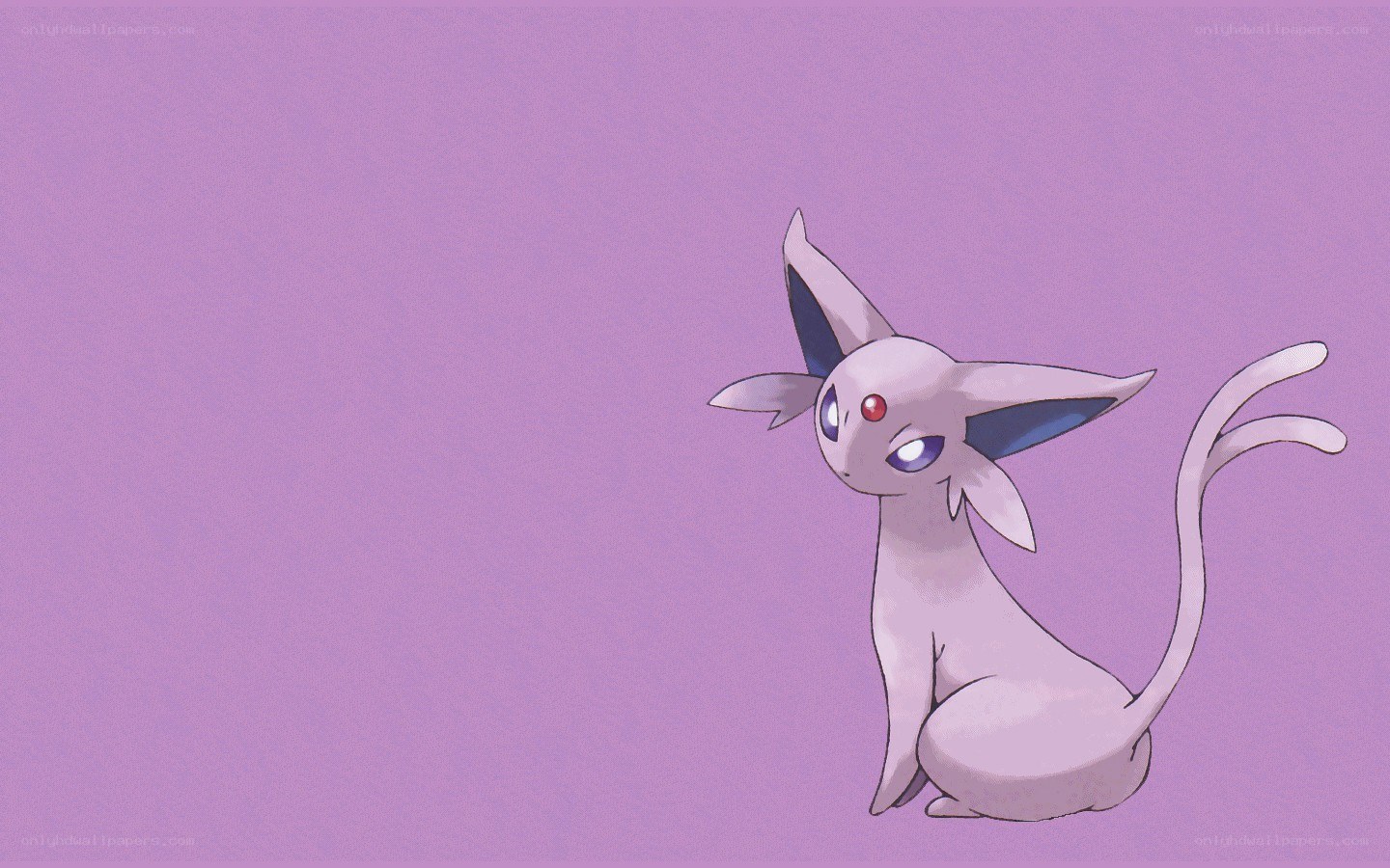 Espeon sitting on purple background