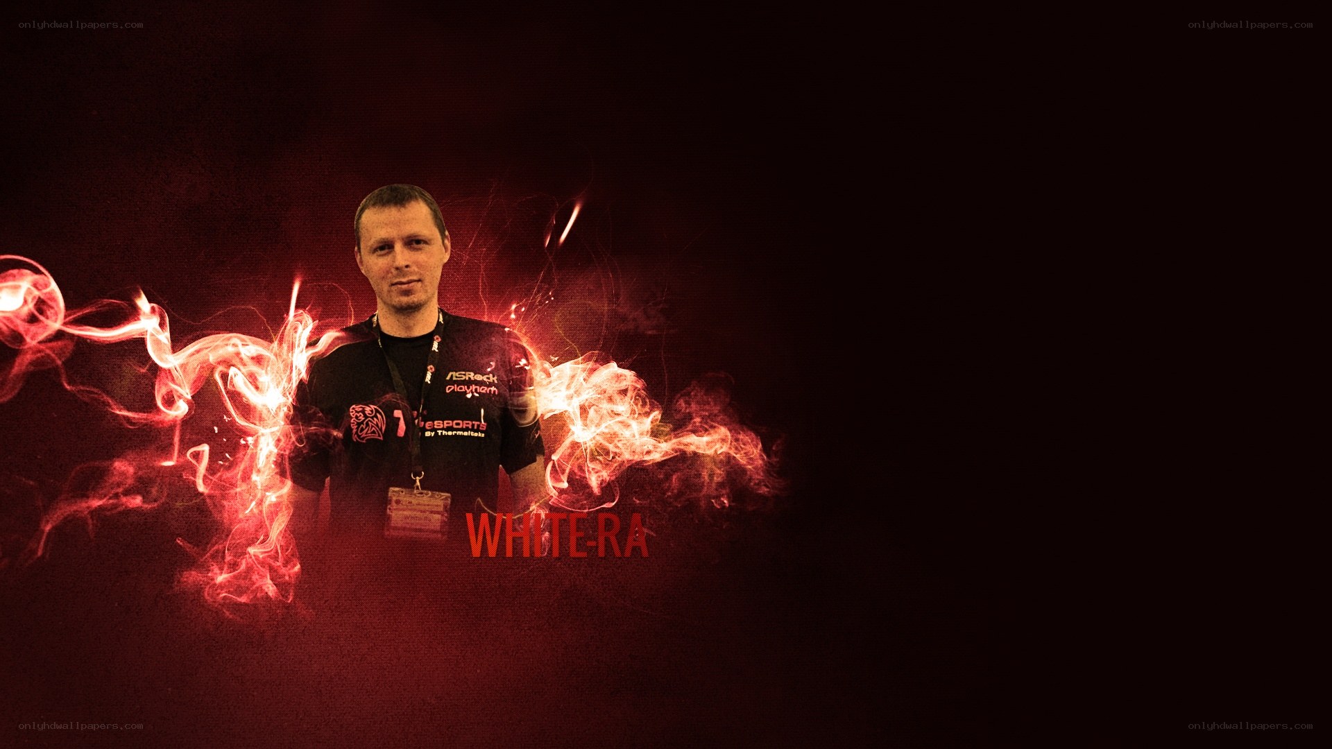 eSports player with fiery effects