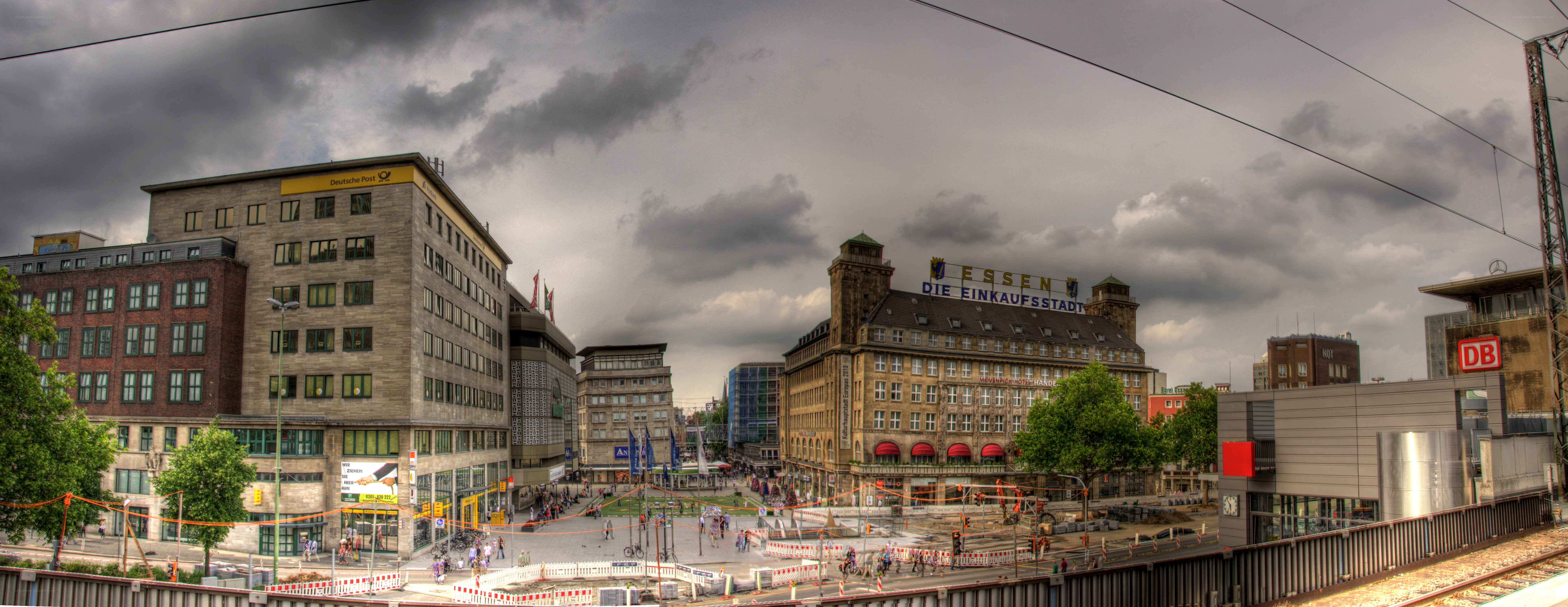 Essen city center under cloudy sky