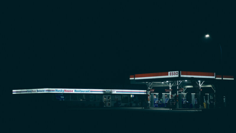 Esso Gas Station at Night