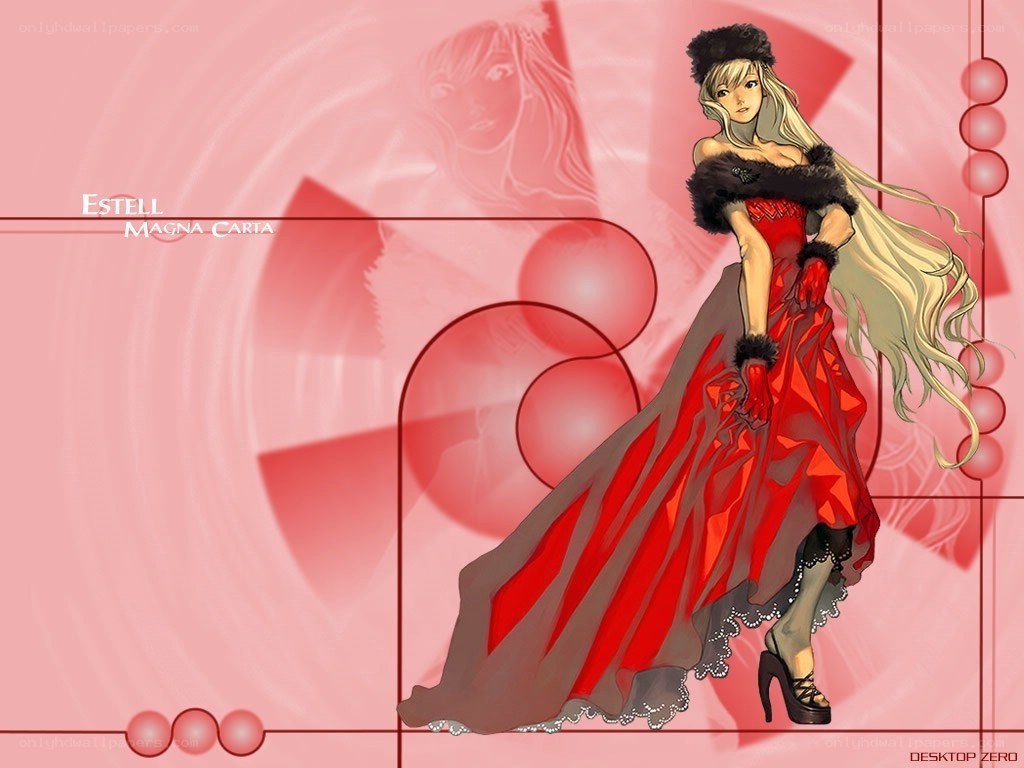Estell in red gown