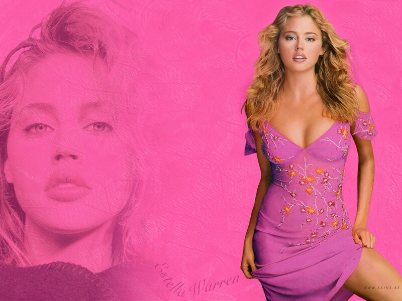 Estella Warren in purple dress