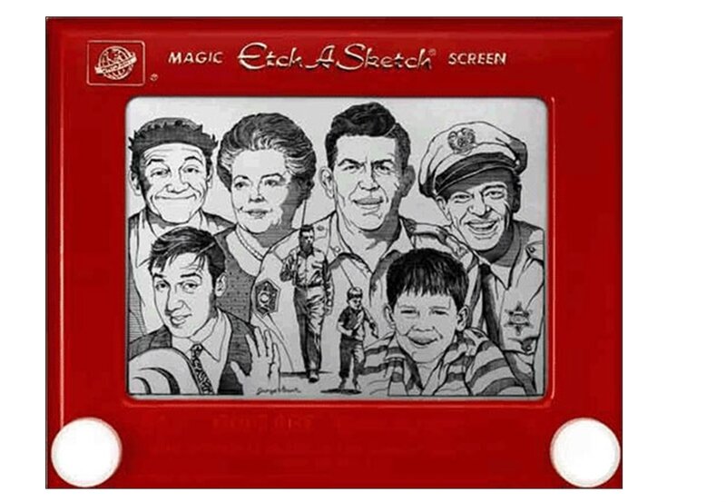 Etch A Sketch drawing of characters