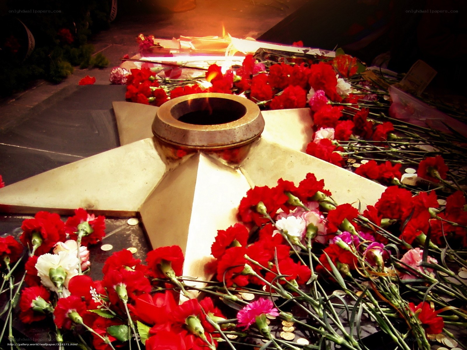 Eternal flame at a war memorial