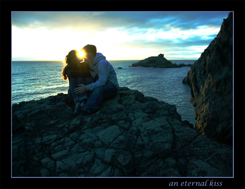 eternal kiss at sunset