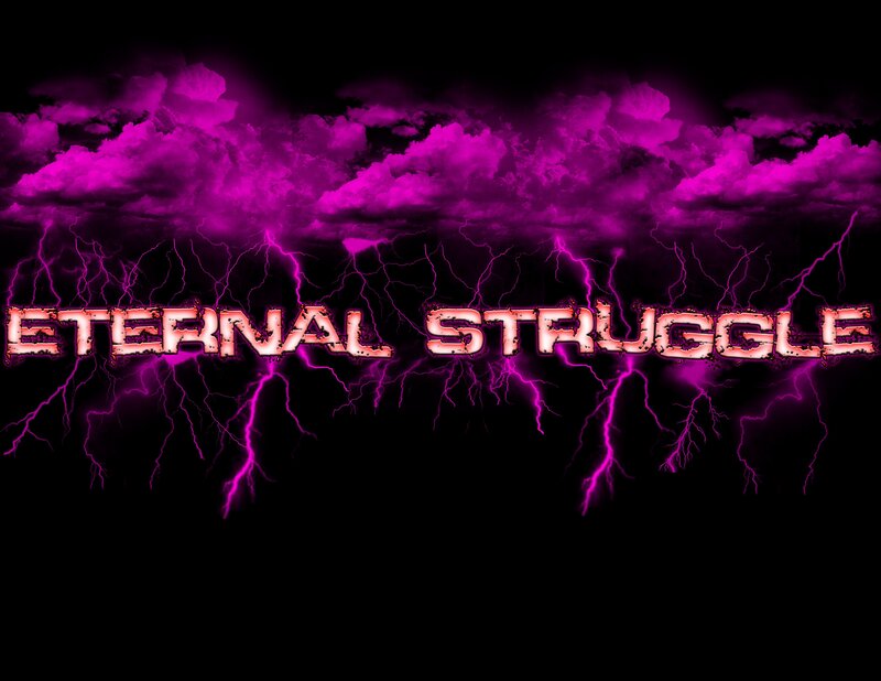 Eternal Struggle text with lightning