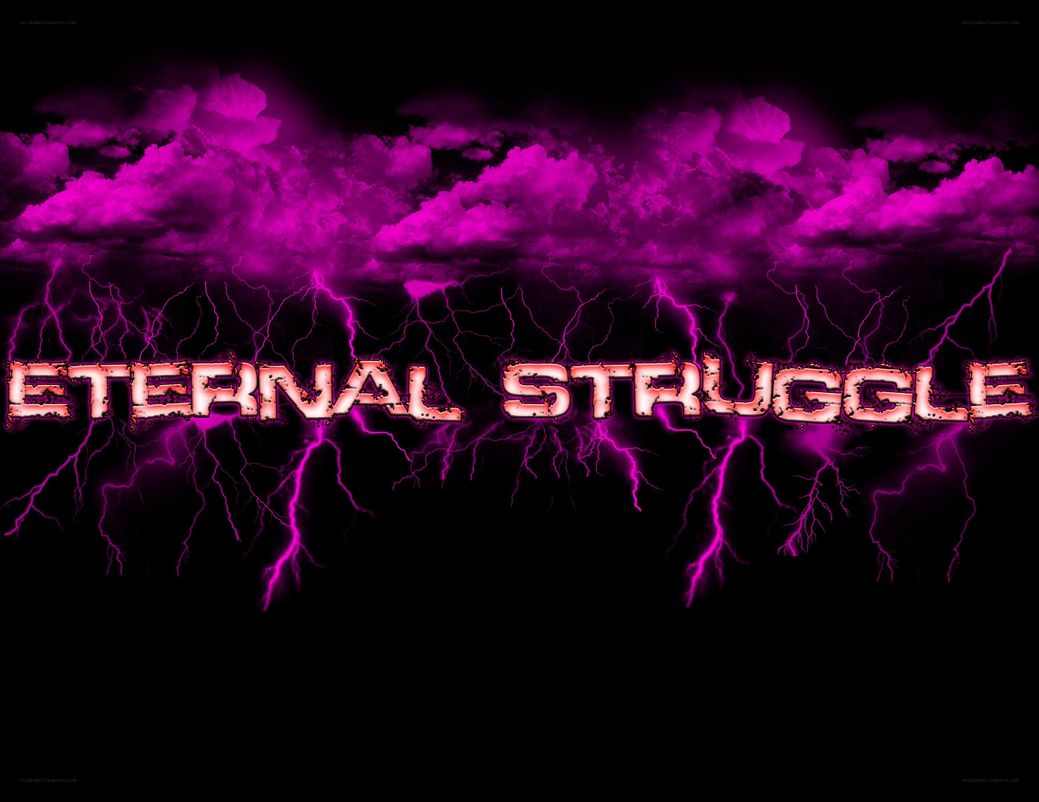 Eternal Struggle text with lightning