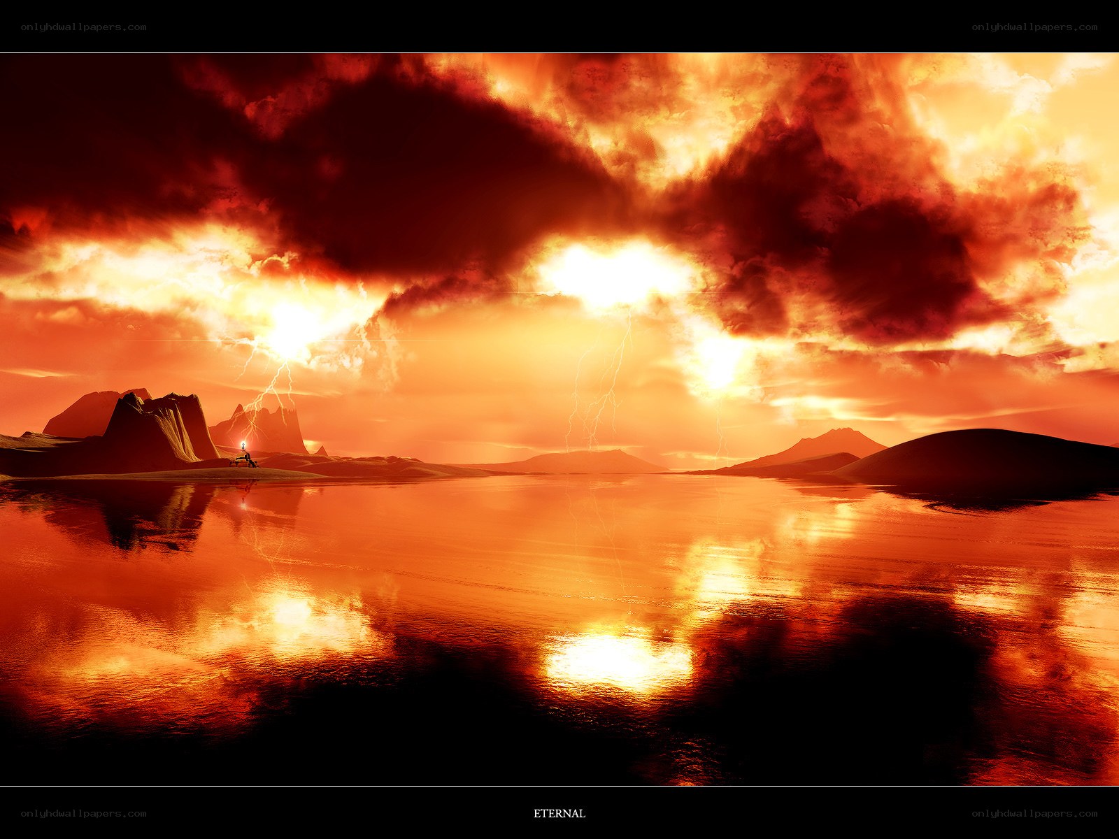 Eternal Sunset Over Alien Landscape