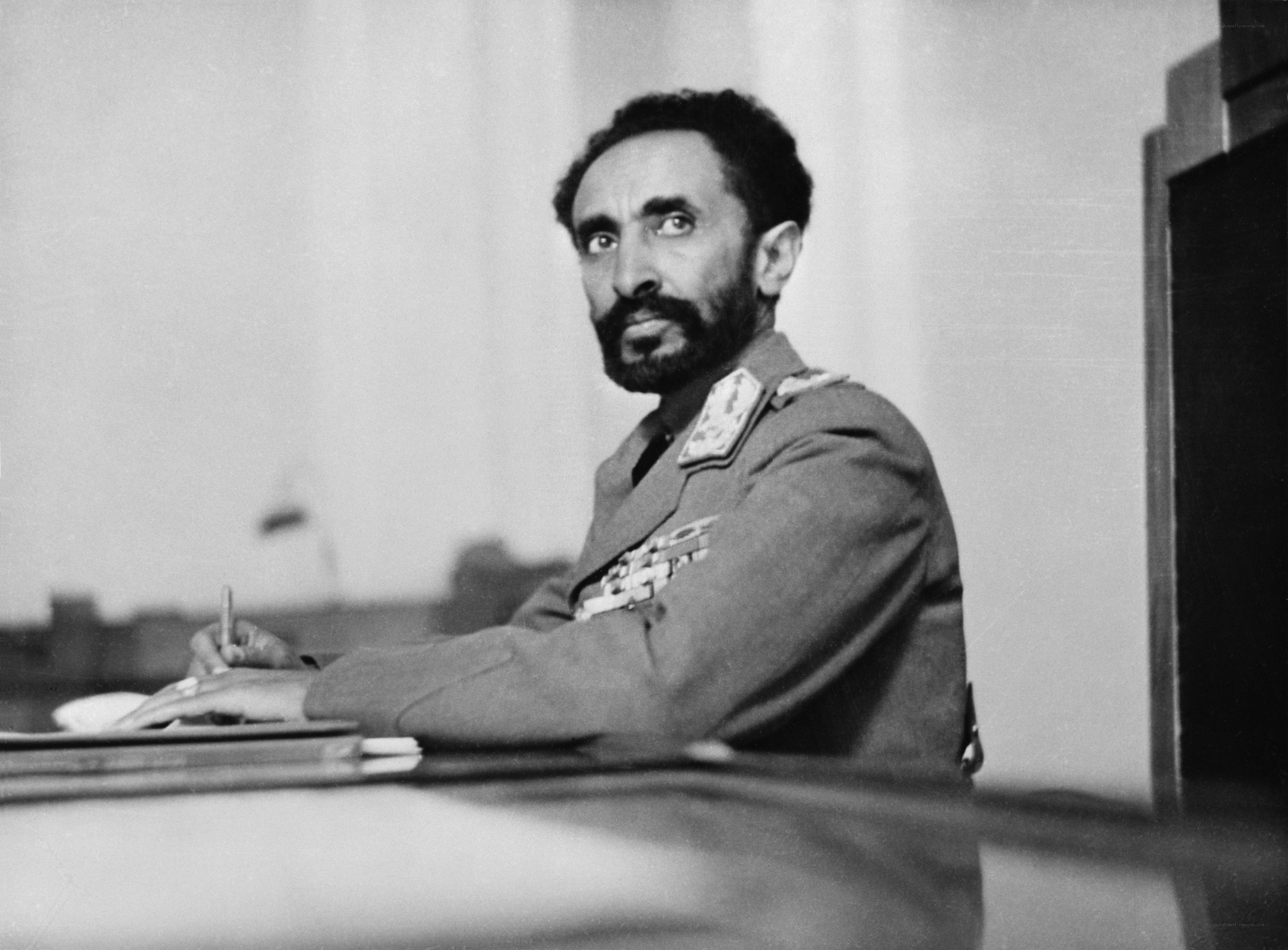 Ethiopian leader at desk