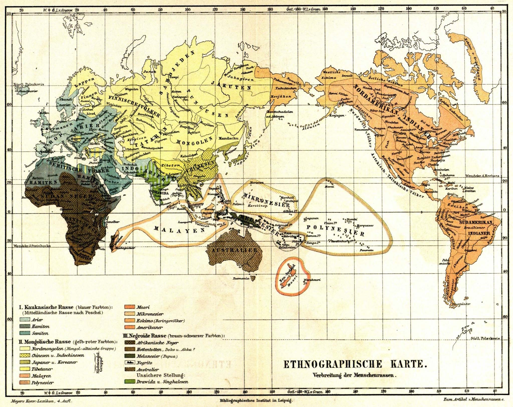 Ethnographic map of human races