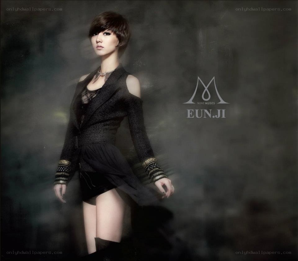 Eunji in a black outfit