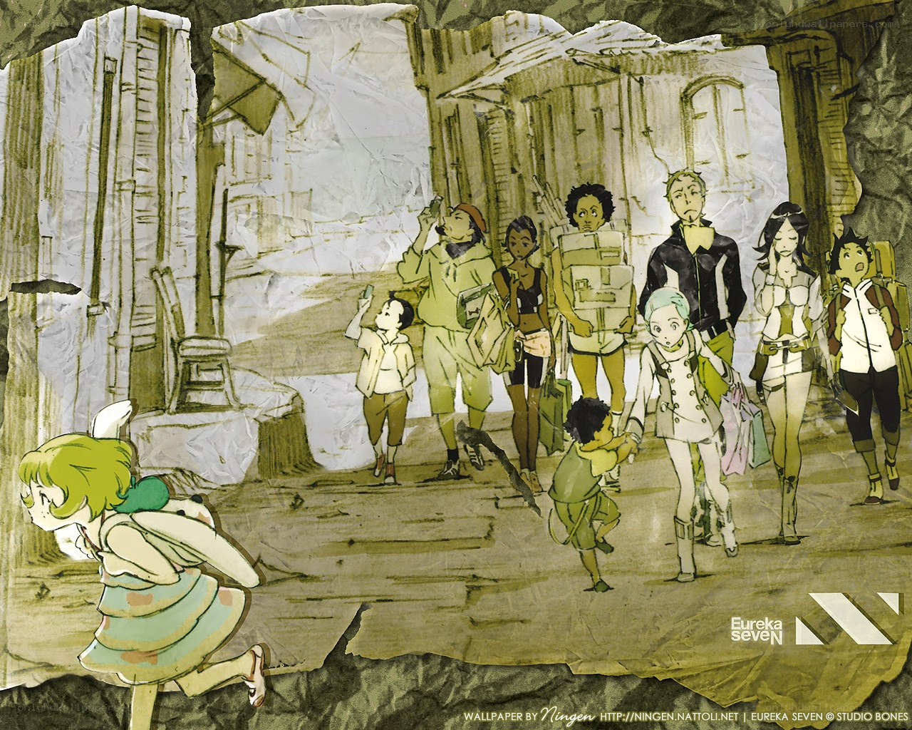 Eureka Seven characters in a town