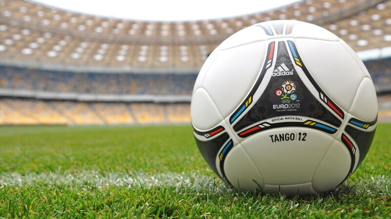 Euro 2012 soccer ball on field