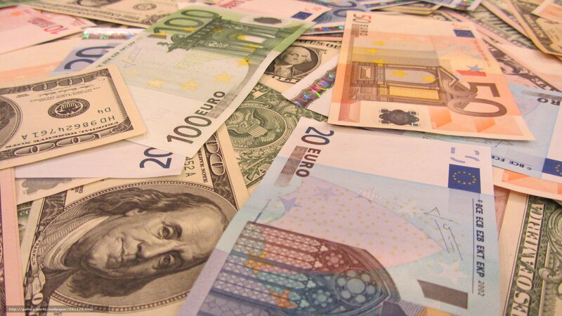 Euro and US dollar banknotes