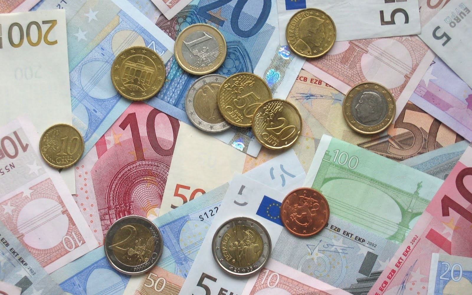 Euro banknotes and coins