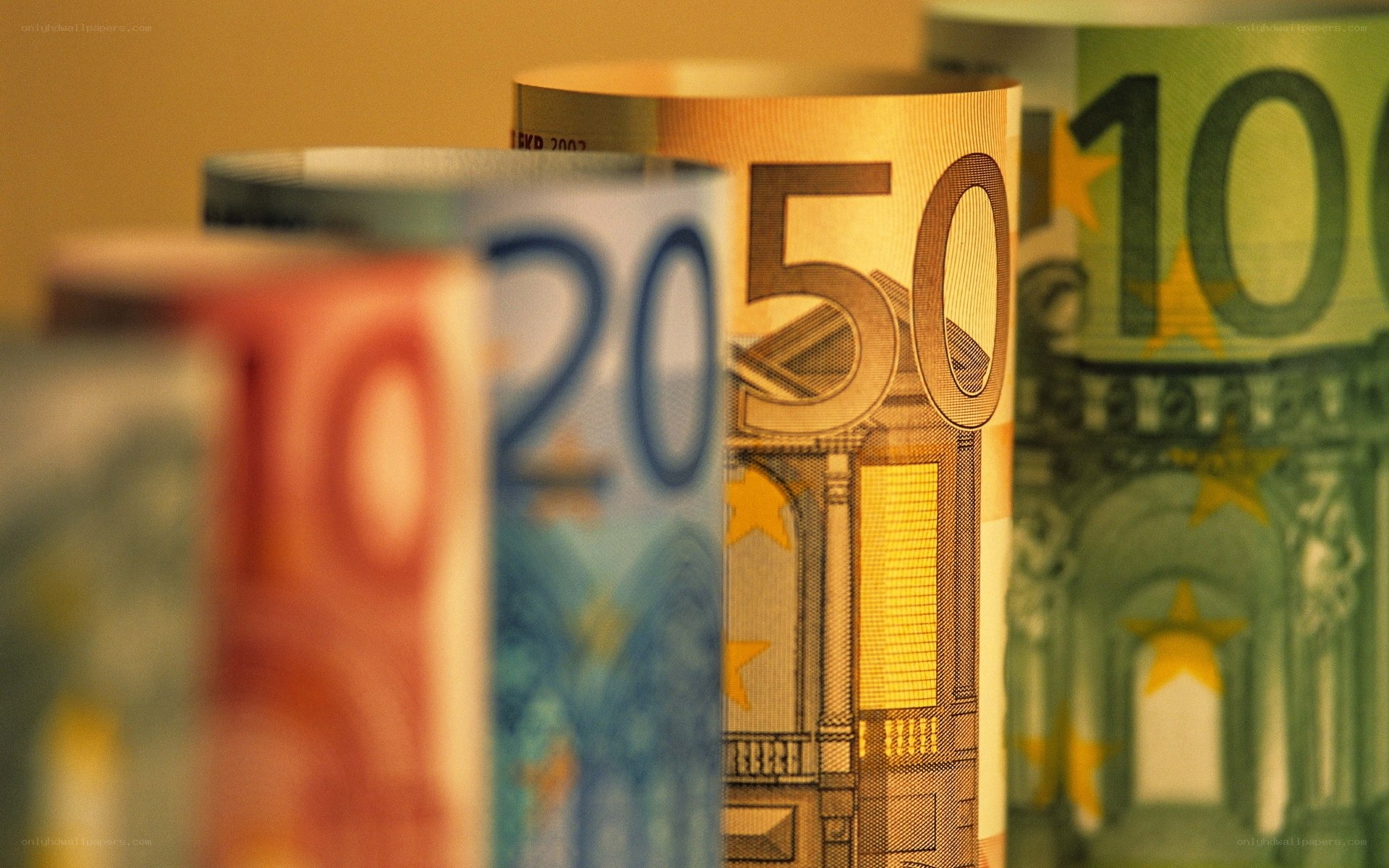 Euro banknotes in rolls